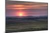 Setting Sun over Harvested Field, Gleichen, Alberta, Canada-null-Mounted Photographic Print