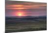 Setting Sun over Harvested Field, Gleichen, Alberta, Canada-null-Mounted Photographic Print