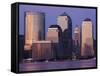 Setting Sun Reflects Off Building Windows on Manhattan Skyline, New York City, New York, Usa-Paul Souders-Framed Stretched Canvas