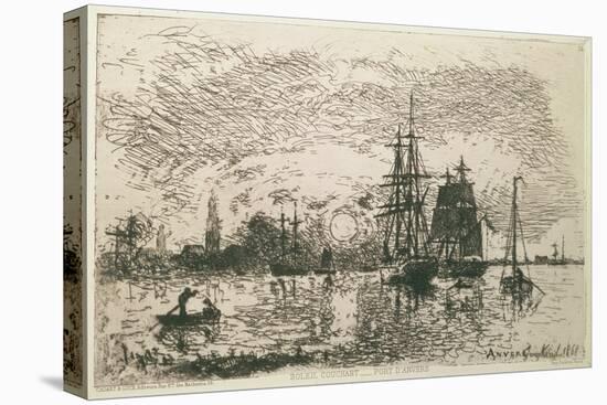 Setting Sun, the Port of Antwerp, 1868-Johan-Barthold Jongkind-Stretched Canvas