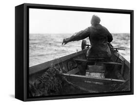Setting the Line From Dory, Alaska Coast, Undated-Asahel Curtis-Framed Stretched Canvas