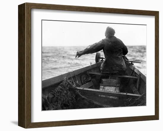 Setting the Line From Dory, Alaska Coast, Undated-Asahel Curtis-Framed Giclee Print