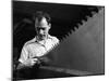 Setting the Saw Teeth a Two Metre Saw Blade, Sheffield, South Yorkshire, 1963-Michael Walters-Mounted Photographic Print