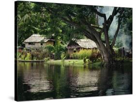 Settlement of Huts Beside the Sepik River, Papua New Guinea, Pacific Islands, Pacific-Sassoon Sybil-Stretched Canvas