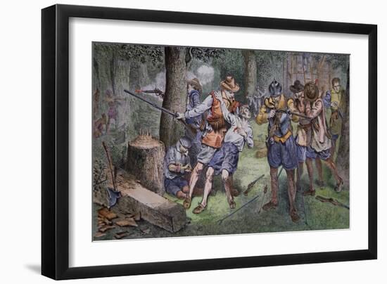 Settlement of Jamestown, Virginia in 1607-American School-Framed Giclee Print