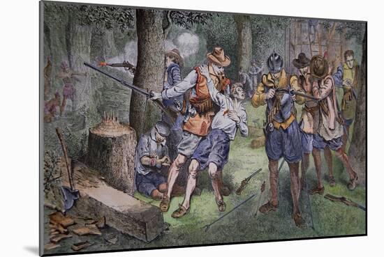 Settlement of Jamestown, Virginia in 1607-American School-Mounted Giclee Print
