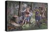 Settlement of Jamestown, Virginia in 1607-American School-Stretched Canvas