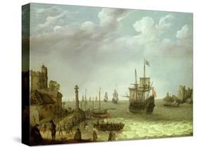 Settlement on a Rocky Shore with the Dutch Fleet Approaching, 1640-Abraham Willaerts-Stretched Canvas