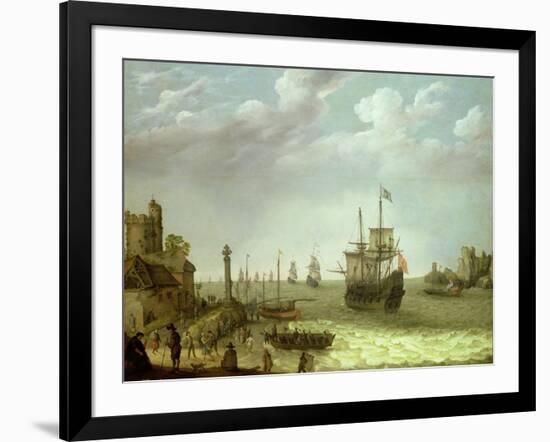 Settlement on a Rocky Shore with the Dutch Fleet Approaching, 1640-Abraham Willaerts-Framed Giclee Print