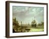 Settlement on a Rocky Shore with the Dutch Fleet Approaching, 1640-Abraham Willaerts-Framed Giclee Print