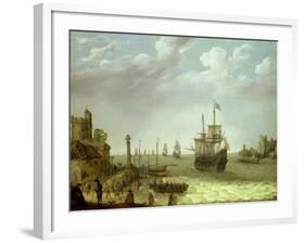 Settlement on a Rocky Shore with the Dutch Fleet Approaching, 1640-Abraham Willaerts-Framed Giclee Print