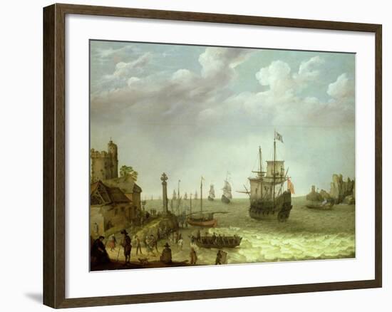 Settlement on a Rocky Shore with the Dutch Fleet Approaching, 1640-Abraham Willaerts-Framed Giclee Print