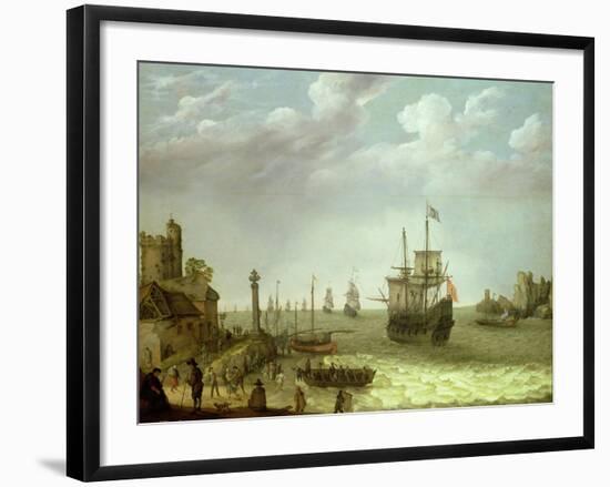 Settlement on a Rocky Shore with the Dutch Fleet Approaching, 1640-Abraham Willaerts-Framed Giclee Print