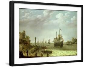 Settlement on a Rocky Shore with the Dutch Fleet Approaching, 1640-Abraham Willaerts-Framed Giclee Print