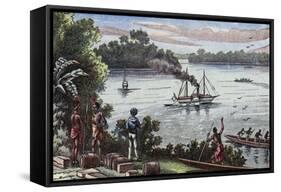 Settlement on the River Ogooue, Congo-null-Framed Stretched Canvas