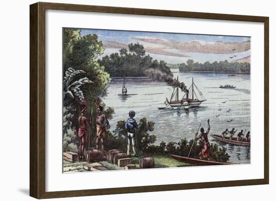 Settlement on the River Ogooue, Congo-null-Framed Giclee Print