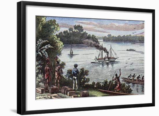 Settlement on the River Ogooue, Congo-null-Framed Giclee Print