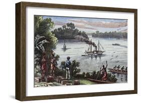 Settlement on the River Ogooue, Congo-null-Framed Giclee Print