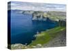 Settlement Vikar and Mountains, Island Vagar, Denmark, Faroe Islands-Martin Zwick-Stretched Canvas