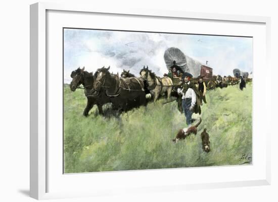 Settlers from Connecticut Entering Ohio Territory after the American Revolution-null-Framed Giclee Print