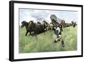 Settlers from Connecticut Entering Ohio Territory after the American Revolution-null-Framed Giclee Print