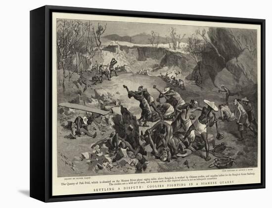 Settling a Dispute, Coolies Fighting in a Siamese Quarry-null-Framed Stretched Canvas