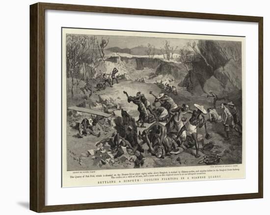 Settling a Dispute, Coolies Fighting in a Siamese Quarry-null-Framed Giclee Print