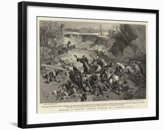 Settling a Dispute, Coolies Fighting in a Siamese Quarry-null-Framed Giclee Print