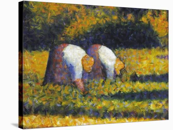 Seurat: Farm Women, C1882-Georges Seurat-Stretched Canvas