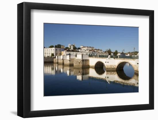 Seven arched Roman bridge and town on the Rio Gilao river, Tavira, Algarve, Portugal, Europe-Stuart Black-Framed Photographic Print