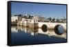 Seven arched Roman bridge and town on the Rio Gilao river, Tavira, Algarve, Portugal, Europe-Stuart Black-Framed Stretched Canvas