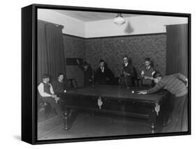 Seven Boys Play a Game of Snooker During an Evening at a Boys Club-null-Framed Stretched Canvas