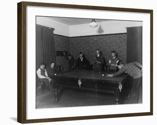 Seven Boys Play a Game of Snooker During an Evening at a Boys Club-null-Framed Photographic Print