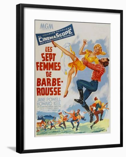 Seven Brides for Seven Brothers, French Movie Poster, 1954-null-Framed Art Print