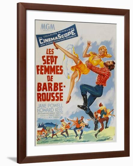 Seven Brides for Seven Brothers, French Movie Poster, 1954-null-Framed Art Print