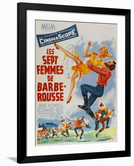 Seven Brides for Seven Brothers, French Movie Poster, 1954-null-Framed Art Print