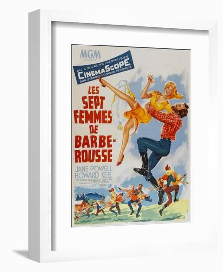 Seven Brides for Seven Brothers, French Movie Poster, 1954-null-Framed Art Print