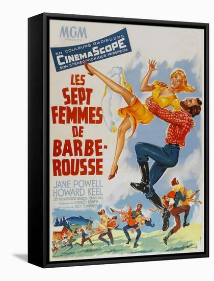 Seven Brides for Seven Brothers, French Movie Poster, 1954-null-Framed Stretched Canvas