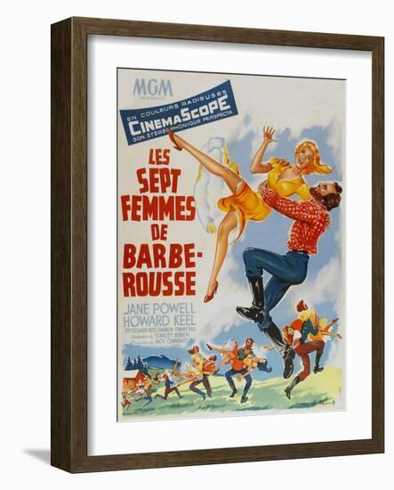 Seven Brides for Seven Brothers, French Movie Poster, 1954-null-Framed Art Print