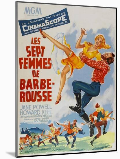 Seven Brides for Seven Brothers, French Movie Poster, 1954-null-Mounted Art Print