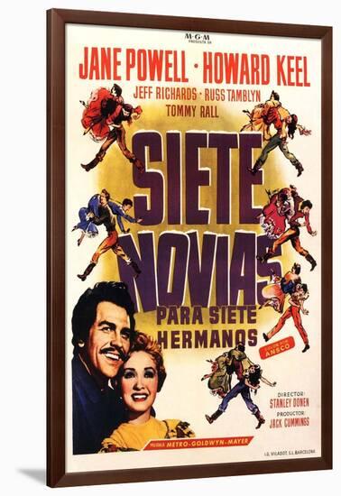 Seven Brides for Seven Brothers, Spanish Movie Poster, 1954-null-Framed Art Print