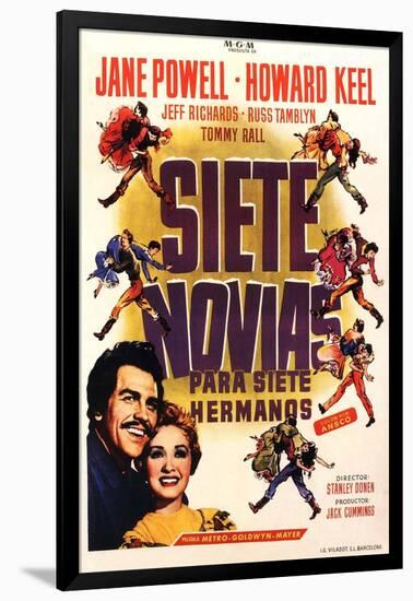 Seven Brides for Seven Brothers, Spanish Movie Poster, 1954-null-Framed Art Print