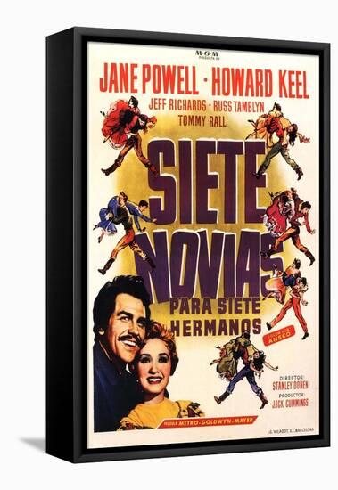 Seven Brides for Seven Brothers, Spanish Movie Poster, 1954-null-Framed Stretched Canvas