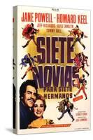 Seven Brides for Seven Brothers, Spanish Movie Poster, 1954-null-Stretched Canvas