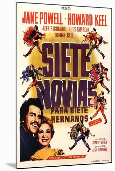 Seven Brides for Seven Brothers, Spanish Movie Poster, 1954-null-Mounted Art Print