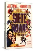 Seven Brides for Seven Brothers, Spanish Movie Poster, 1954-null-Stretched Canvas