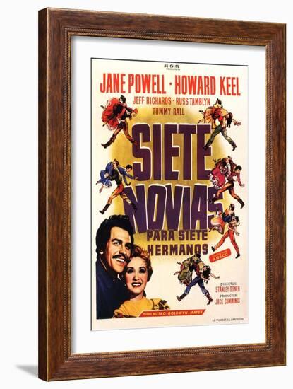 Seven Brides for Seven Brothers, Spanish Movie Poster, 1954-null-Framed Art Print