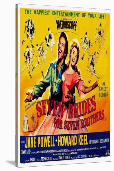 Seven Brides for Seven Brothers, UK Movie Poster, 1954-null-Stretched Canvas