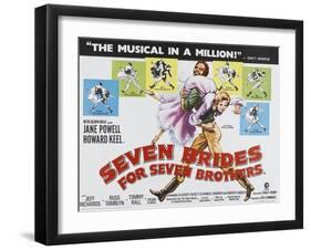 Seven Brides for Seven Brothers, UK Movie Poster, 1954-null-Framed Art Print