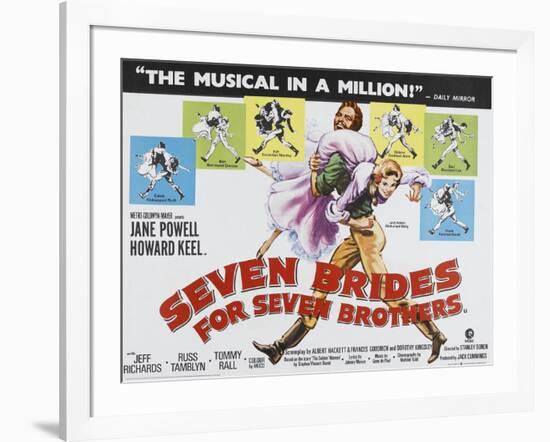 Seven Brides for Seven Brothers, UK Movie Poster, 1954-null-Framed Art Print